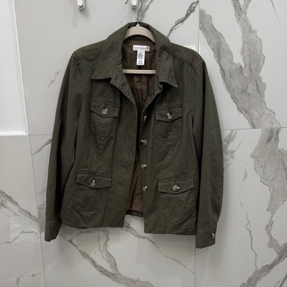 Isaac Mizrahi x Target Collared Utility Button Down Jacket in Olive Green - Picture 7 of 7